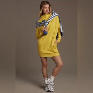 Anthropologie Daily Practice Yellow Mock Neck Mini Dress L